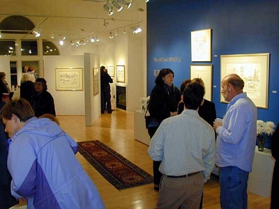 Attendees mingling at the exhibition of KP Singh's artwork at Editions Limited Gallery