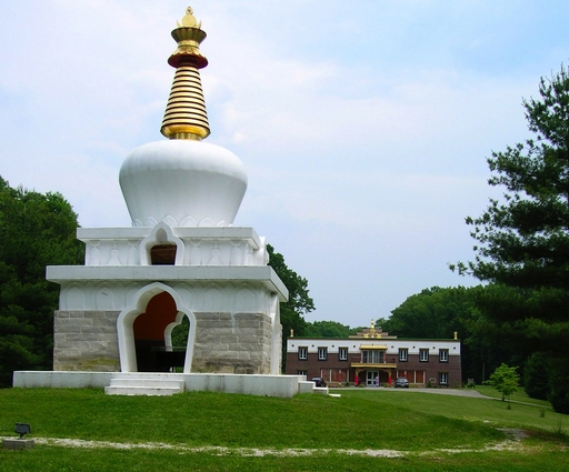 A photograph of the grounds at The Tibetan Mongolian Buddhist Cultural Center in Bloomington, Indiana