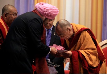 KP presenting gift to His Holiness, The Dalai Lama